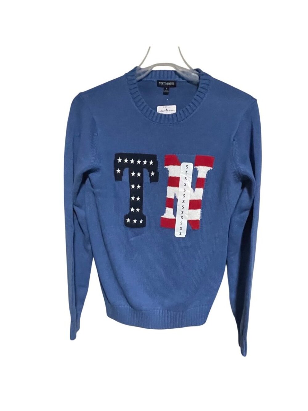 State Of Mine Americana Sweater Blue Small TN Star Stripe Patriotic Graphic Knit